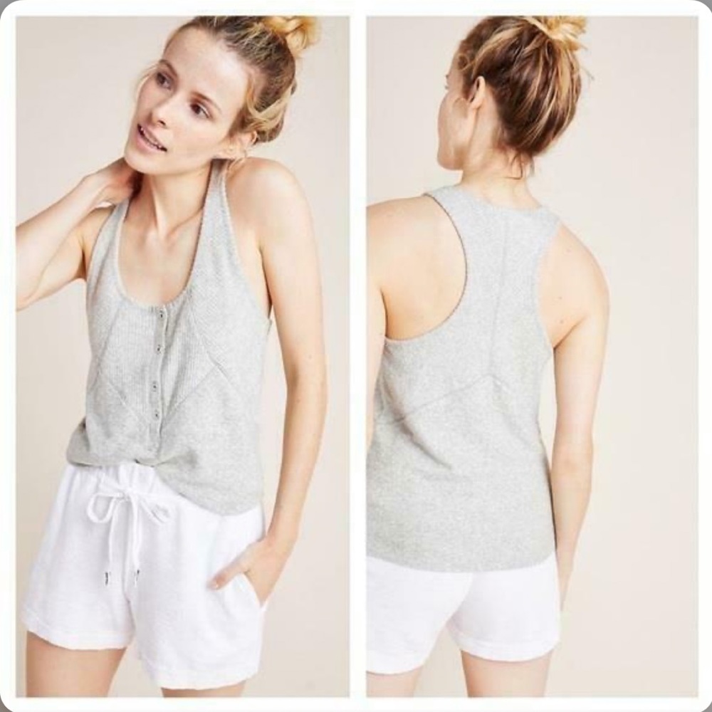 Anthropologie Lucie Ribbed Racerback Tank Moss